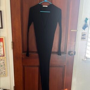 Elegant Black Ribbed Dress